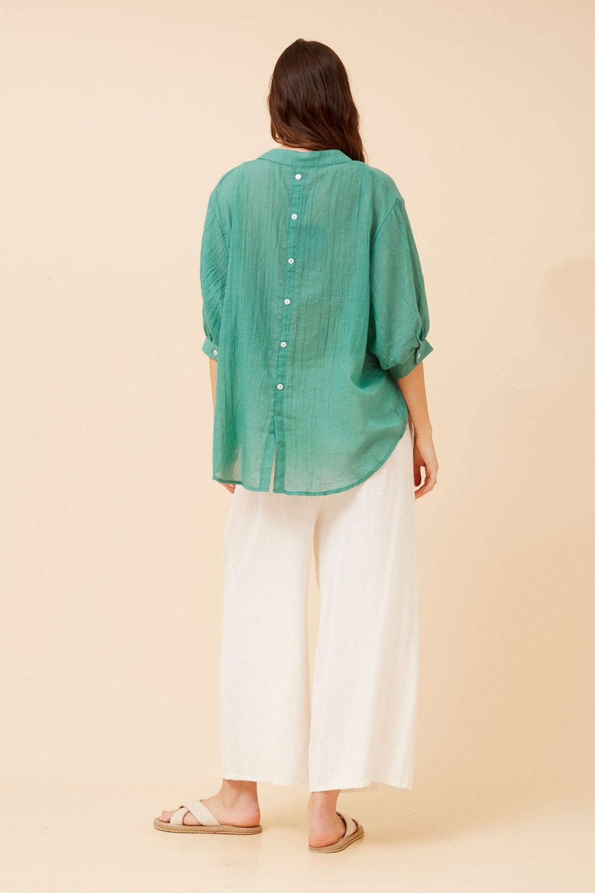 Caroline Morgan Australia BELINA SOLID SHIRT (Gumleaf)