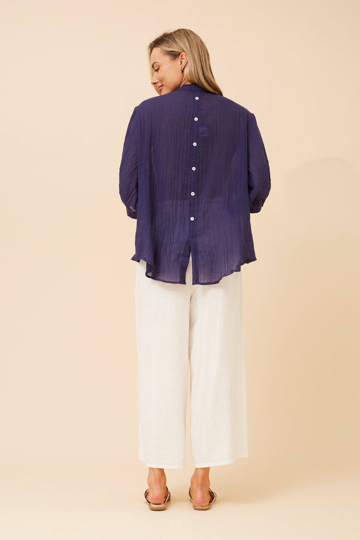 Caroline Morgan Australia BELINA SOLID SHIRT (Navy)