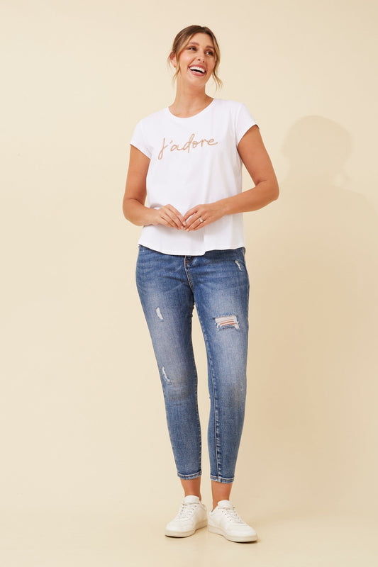 Caroline Morgan Australia COCO JADORE EMBROIDERED TEE (White)