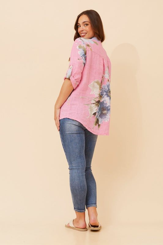 PATRICIA FLORAL LINEN TOP (Sage)