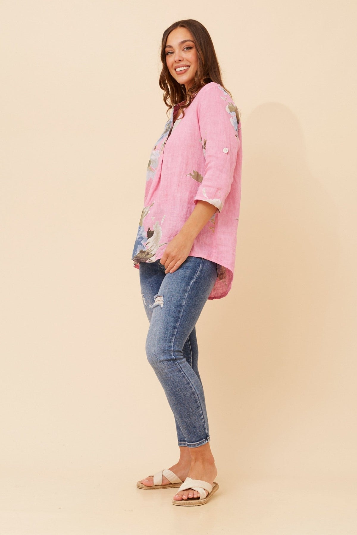 PATRICIA FLORAL LINEN TOP (Sage)