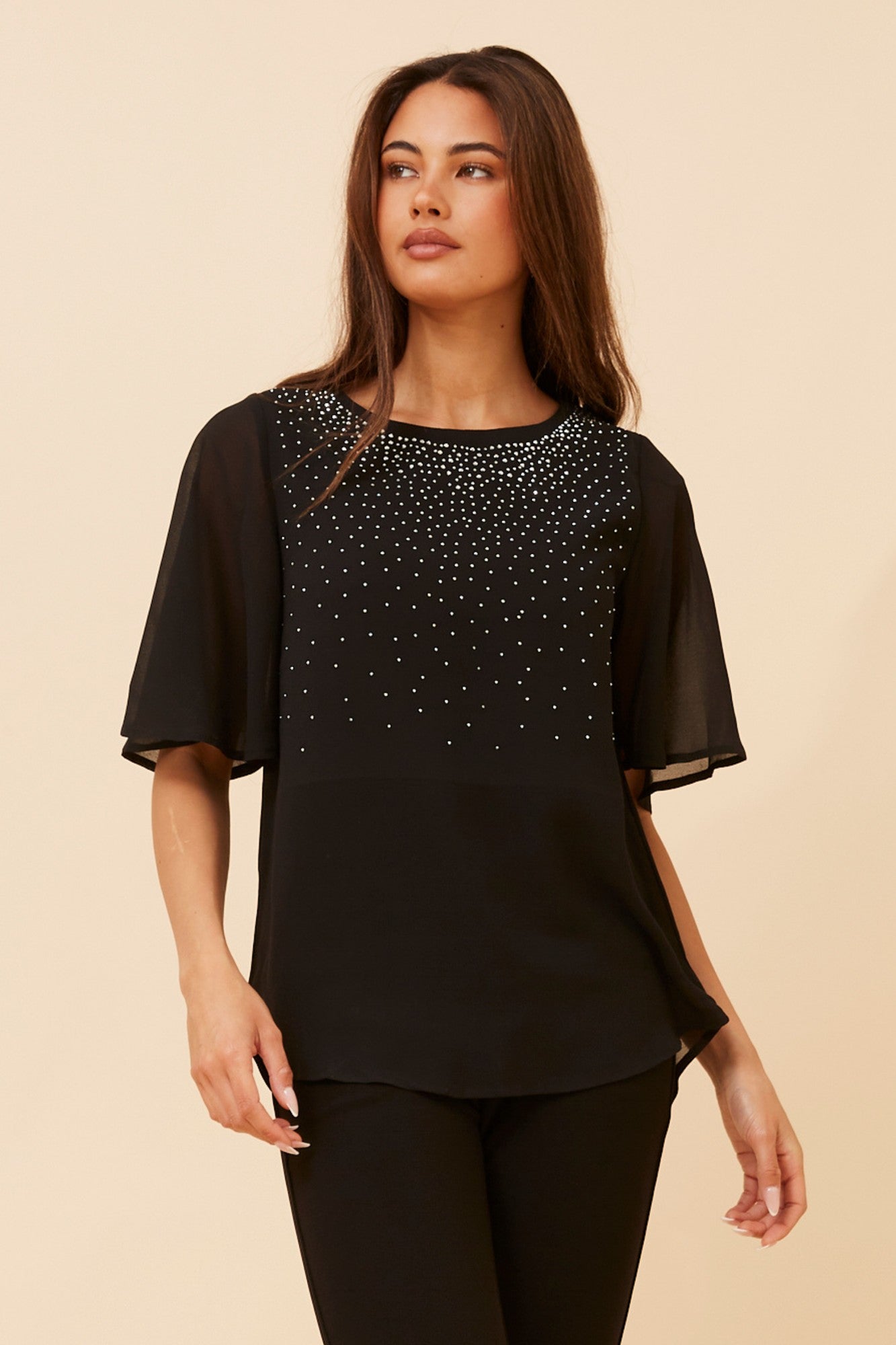 NEESHA DIAMANTE DETAIL TOP (Black)