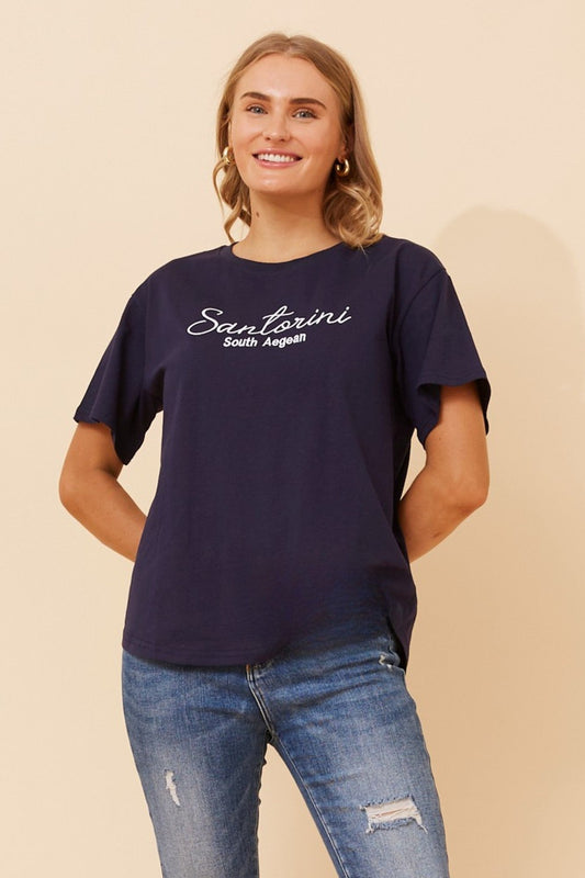 BINDI EMBROIDERED T-SHIRT (Navy)