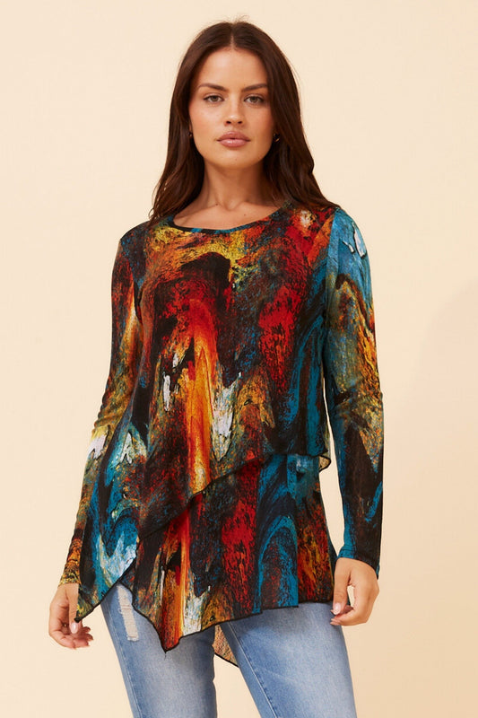BOBBI DOUBLE LAYER TOP (Multi Red)