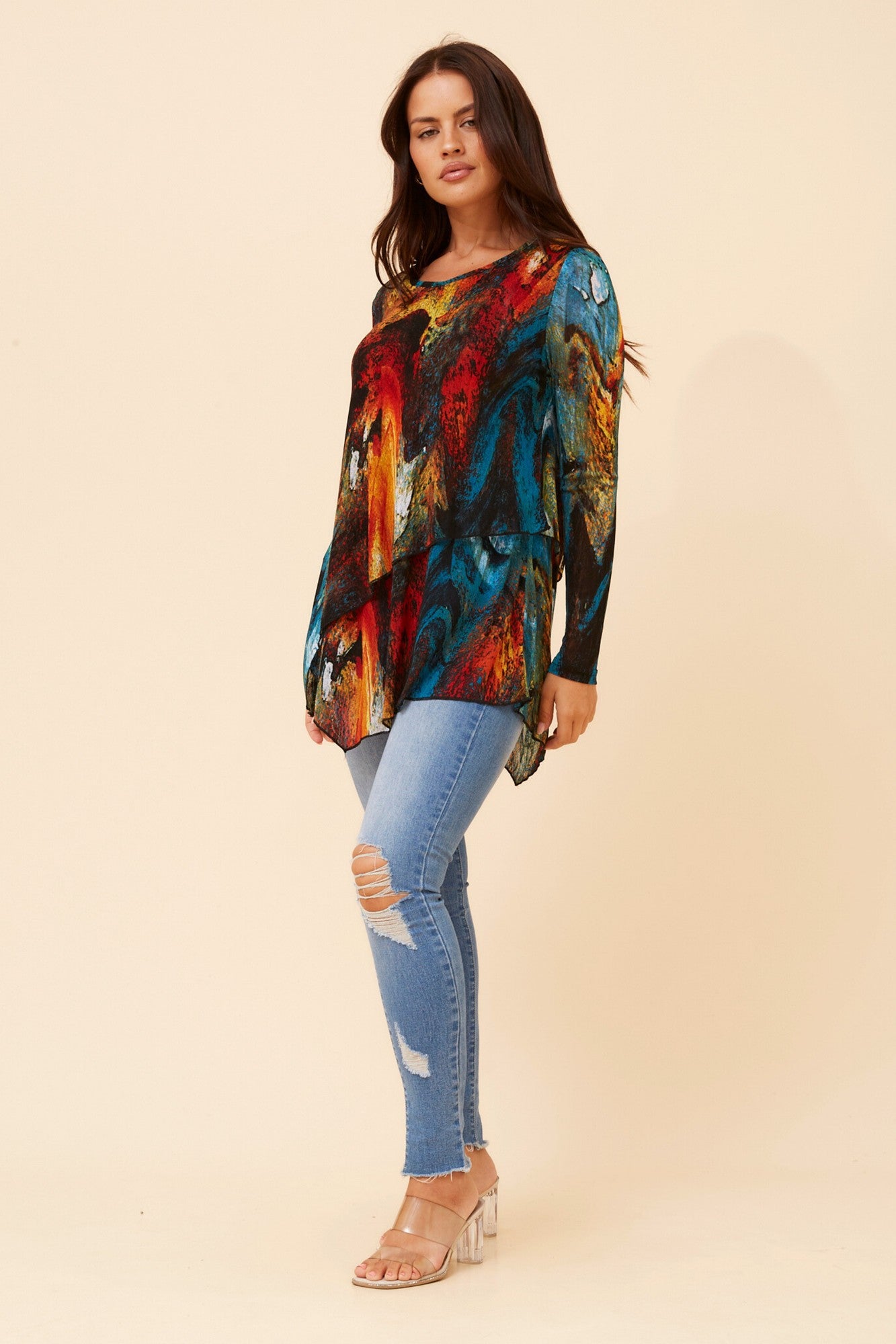 BOBBI DOUBLE LAYER TOP (Multi Red)