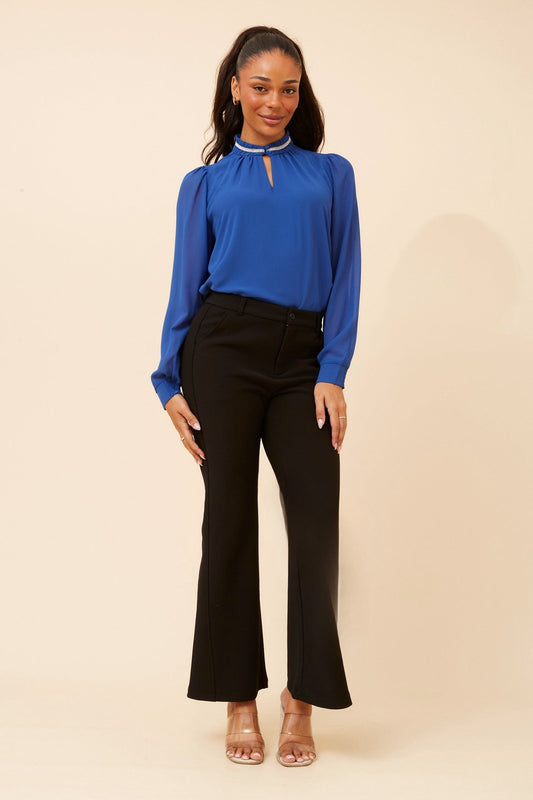 REYA DIAMANTE TRIM BLOUSE (Black)