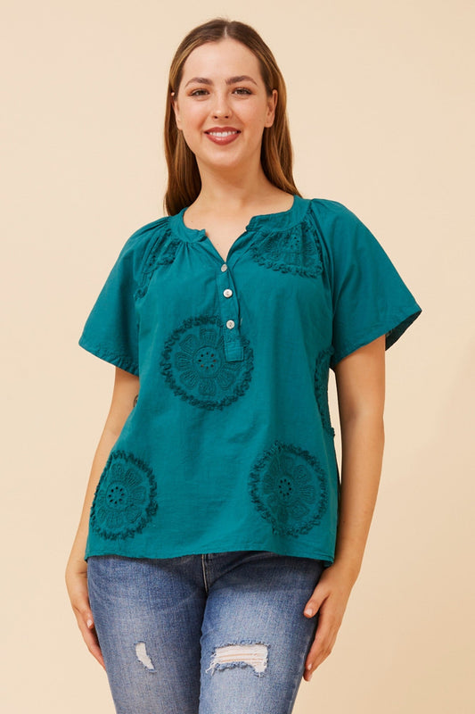 BIDDY EMBROIDERED TOP (Navy)