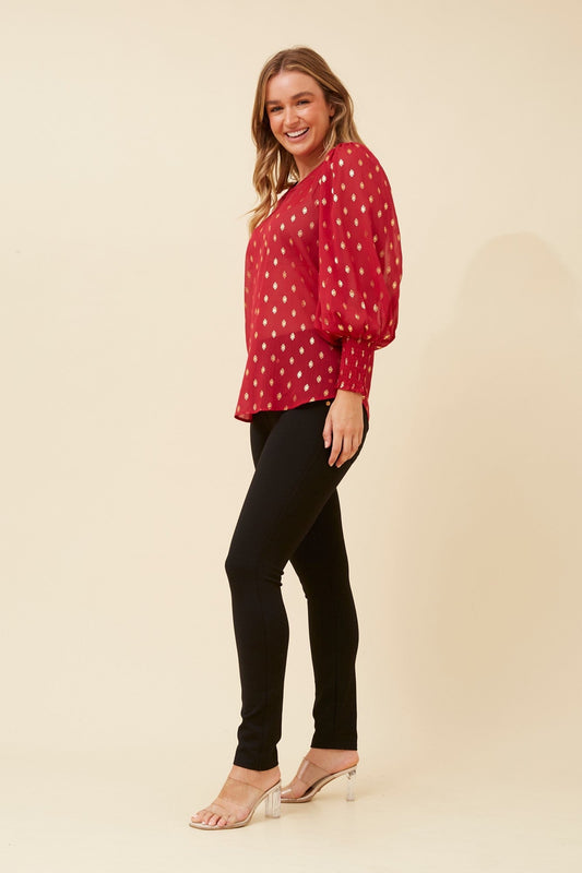 CLASSIC FOIL PRINT BLOUSE (Black)