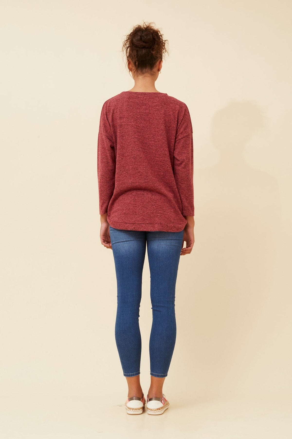 Caroline Morgan Australia EVAN BUTTON DETAIL TOP (Red)