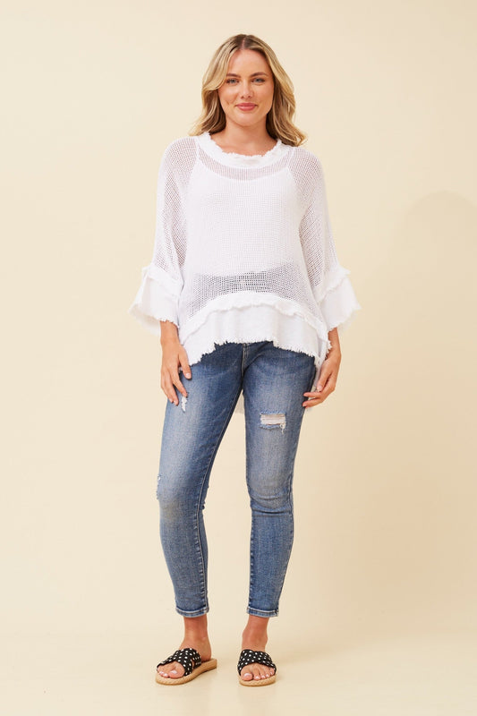 ROSAMUND RAW EDGE TOP (White)