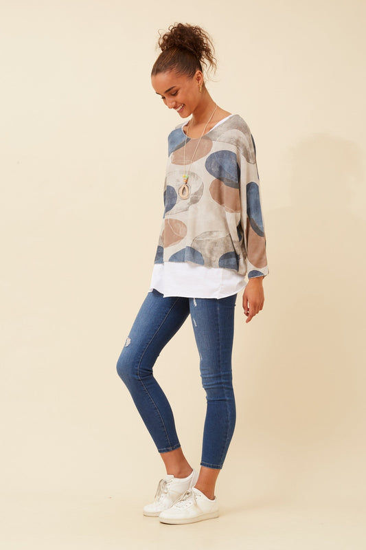 MELIKA ABSTRACT PRINT TOP (Fango)