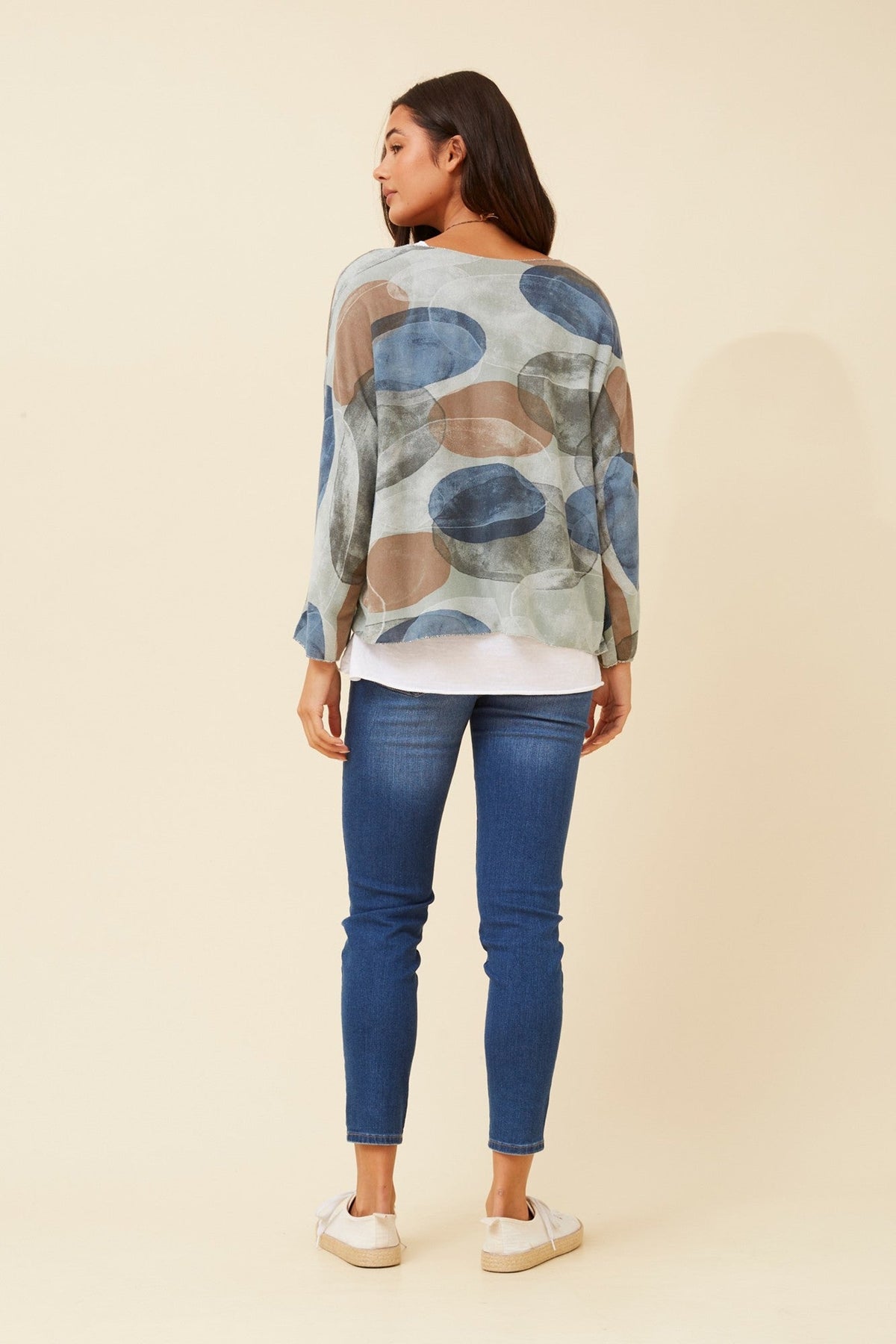 BOTTEGA MODA MELIKA ABSTRACT PRINT TOP (Sage)