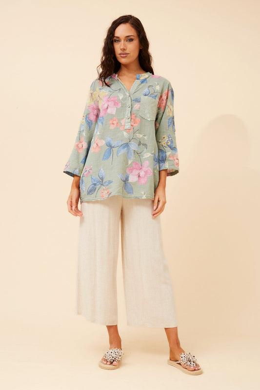 BOTTEGA MODA ROSETTA FLORAL TOP (Sage)