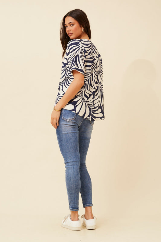 OSMOND ABSTRACT PRINT TOP (Navy)