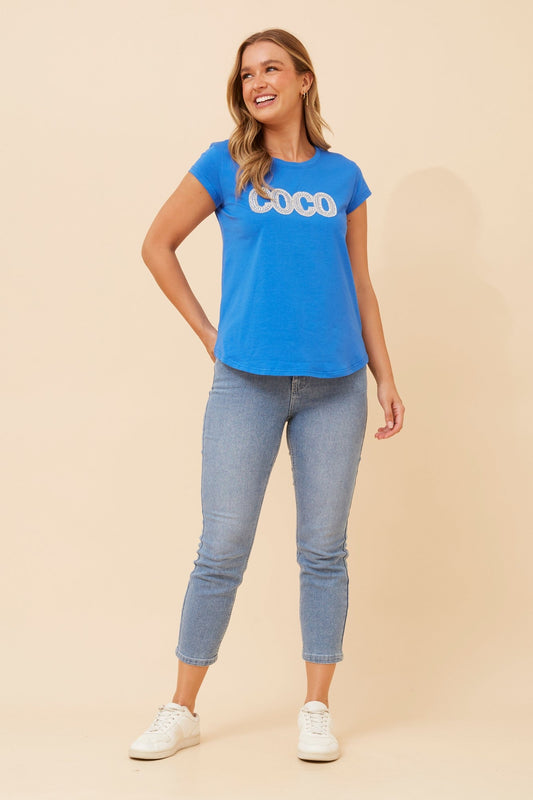 Caroline Morgan Australia COCO EMBELLISHED T-SHIRT (Blue)