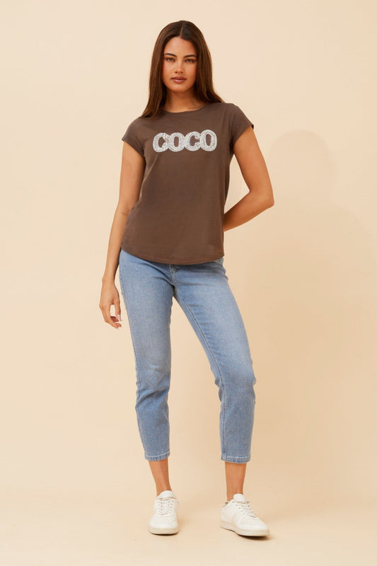 Caroline Morgan Australia COCO EMBELLISHED T-SHIRT (Chocolate)