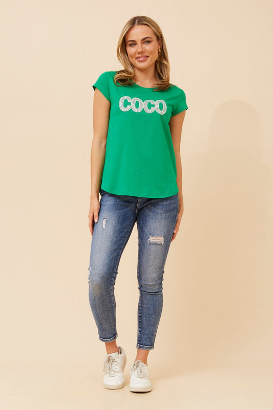 Caroline Morgan Australia COCO EMBELLISHED T-SHIRT (Jade)