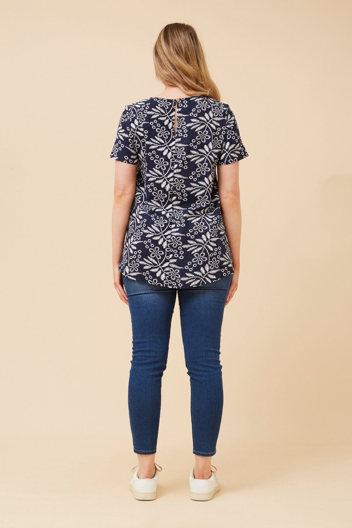 MALISSA ABSTRACT PRINT TOP (Navy)