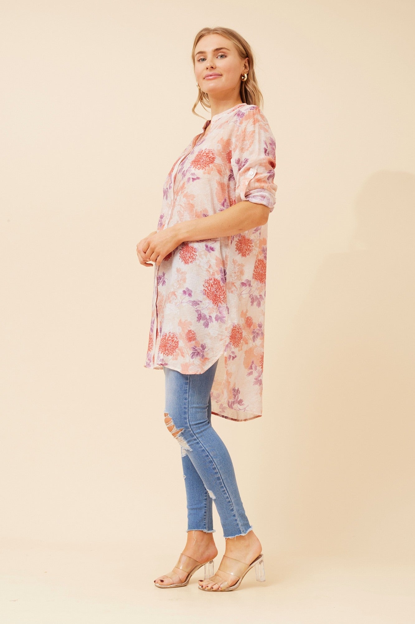 JANSON FLORAL TUNIC SHIRT (Pink)
