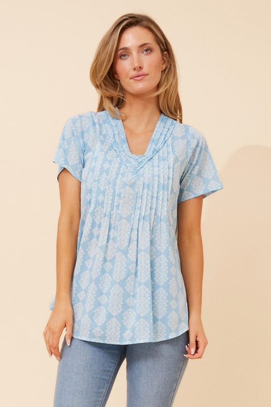 GEORGIANA PLEATED TOP (Pale Blue)
