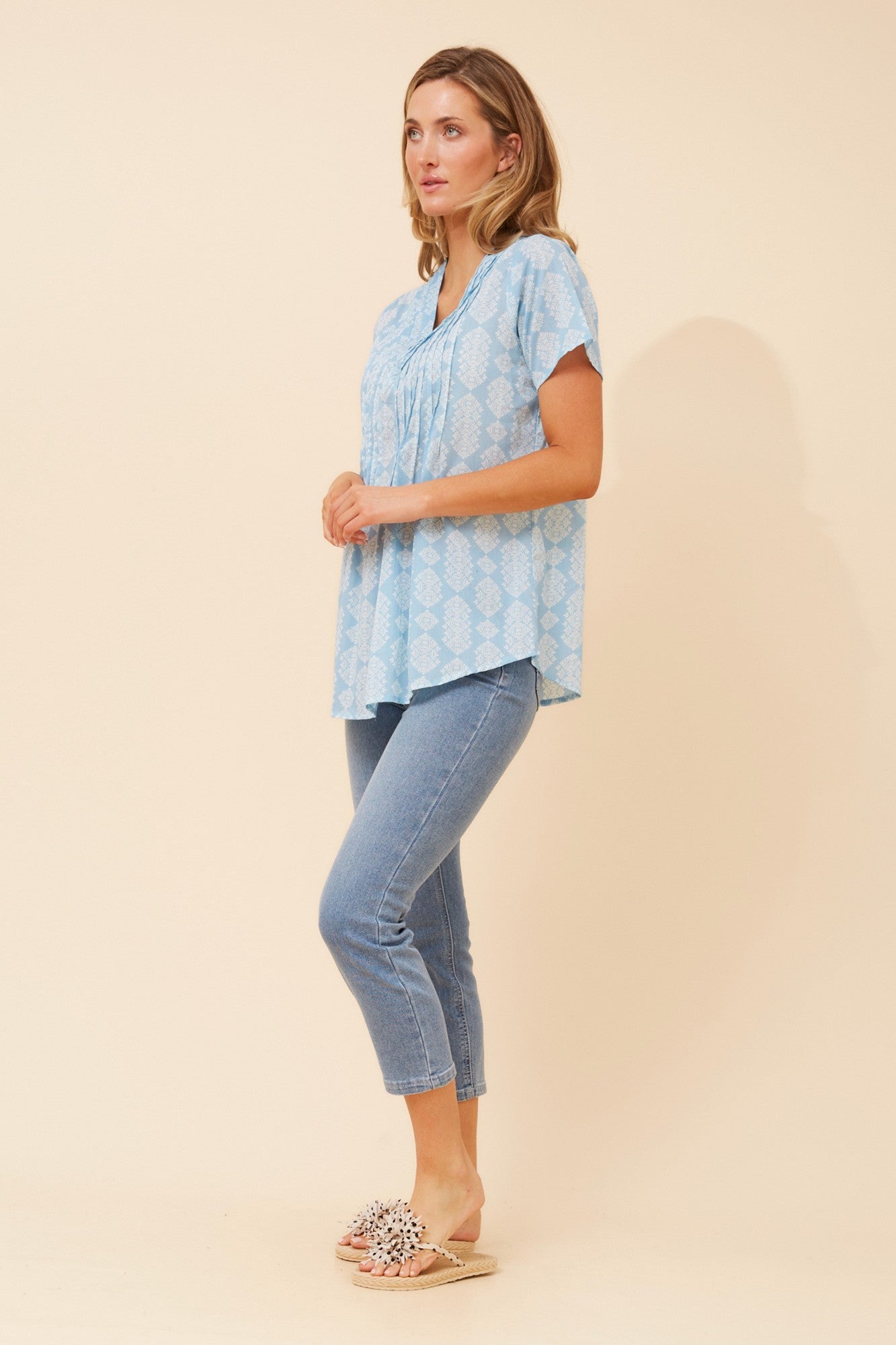 GEORGIANA PLEATED TOP (Pale Blue)