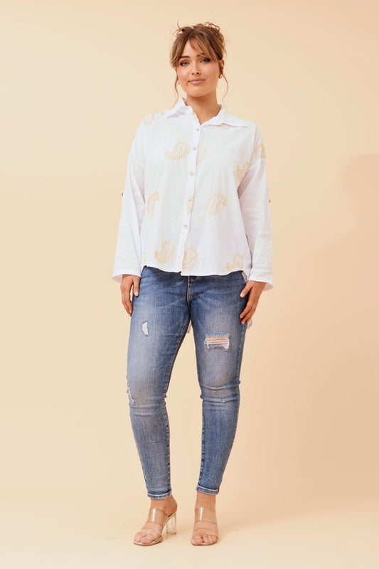 BOTTEGA MODA ALMADA ABSTRACT PRINT SHIRT (White)