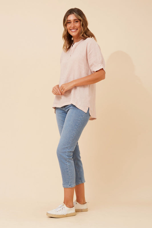 BRULA SOLID LINEN TOP (Khaki)