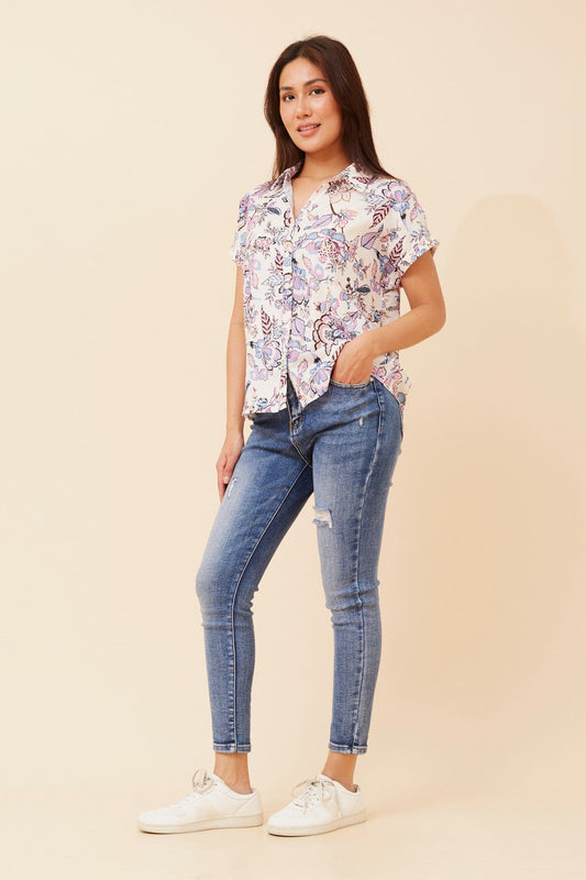 ADRIKA FLORAL SHIRT (Multi Pink)