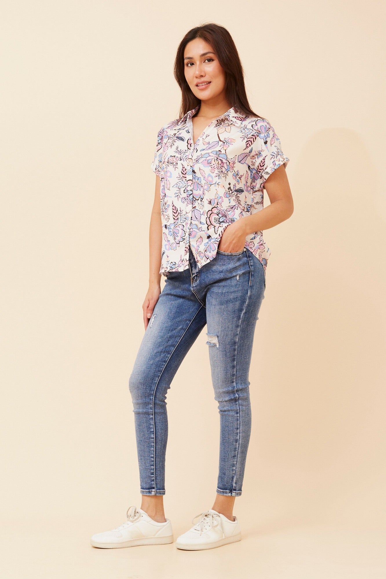 ADRIKA FLORAL SHIRT (Multi Pink)