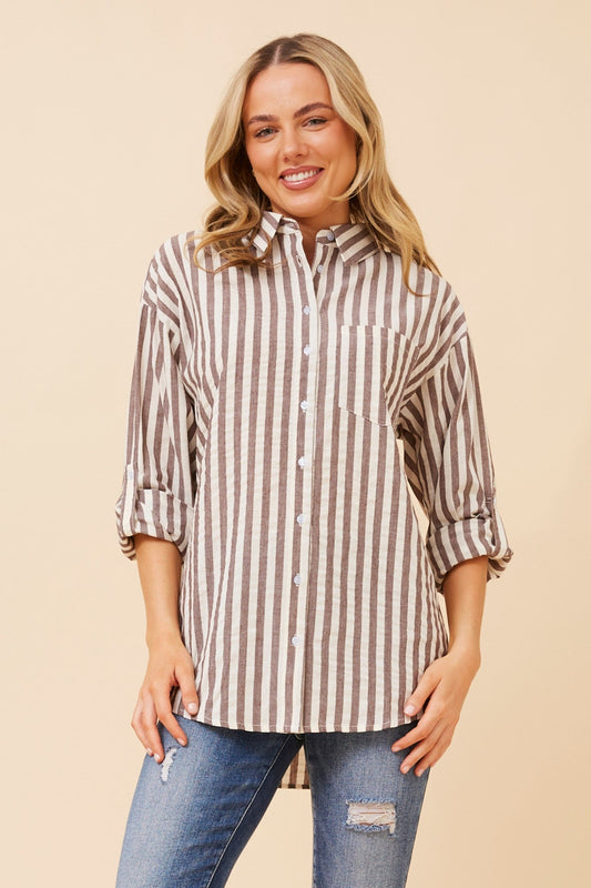 LAURETTA STRIPE PRINT SHIRT (Blue Jean)