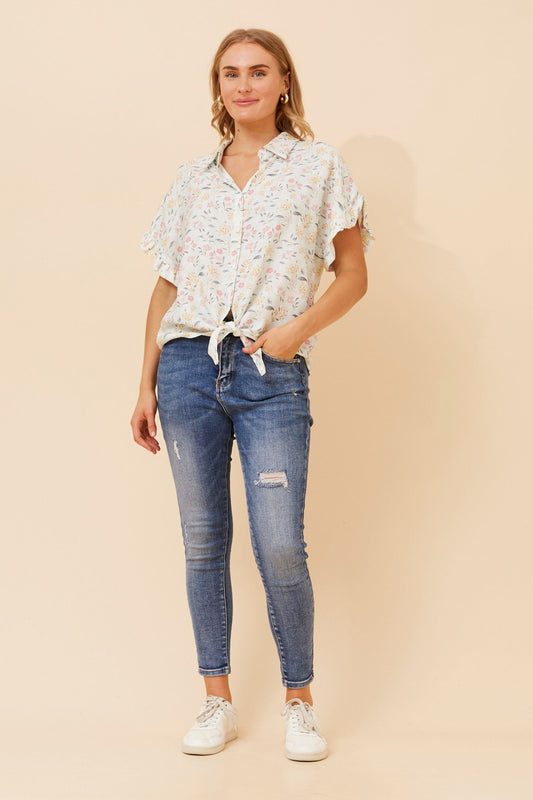 CALANDRA FLORAL SHIRT (Mint)