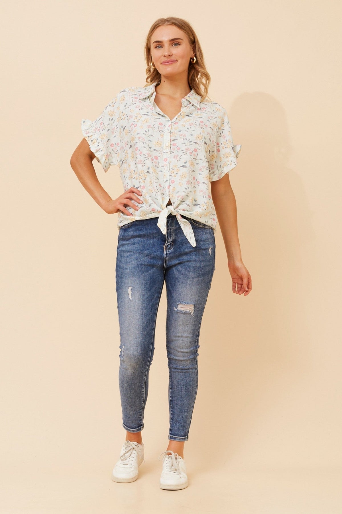CALANDRA FLORAL SHIRT (Mint)