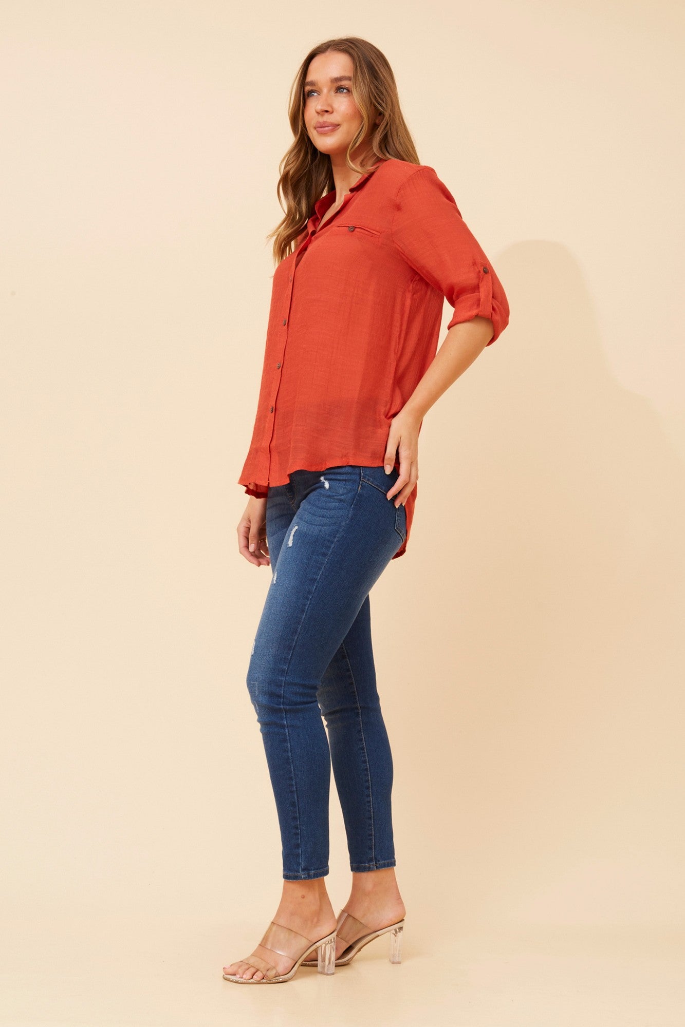 VIRELLE SOLID SHIRT (Burnt Sienna)