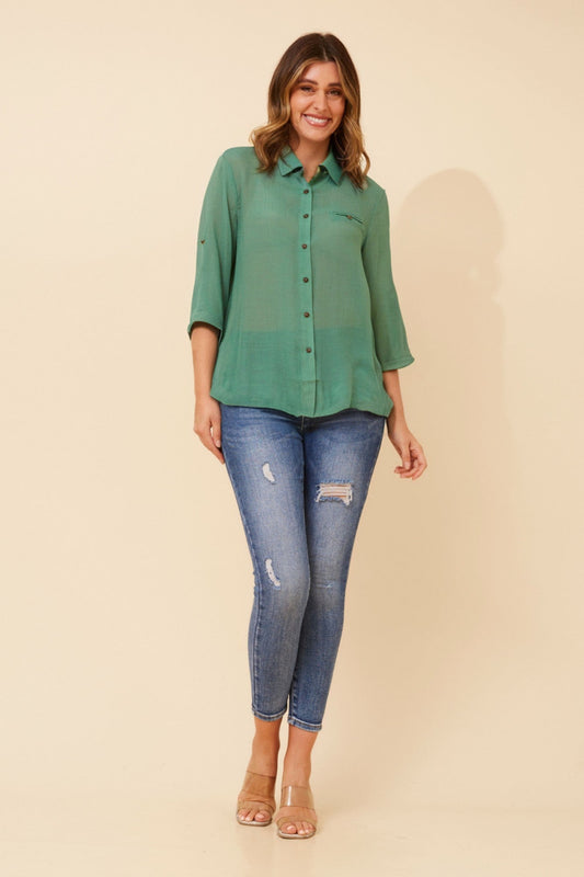 Caroline Morgan Australia VIRELLE SOLID SHIRT (Greenash)