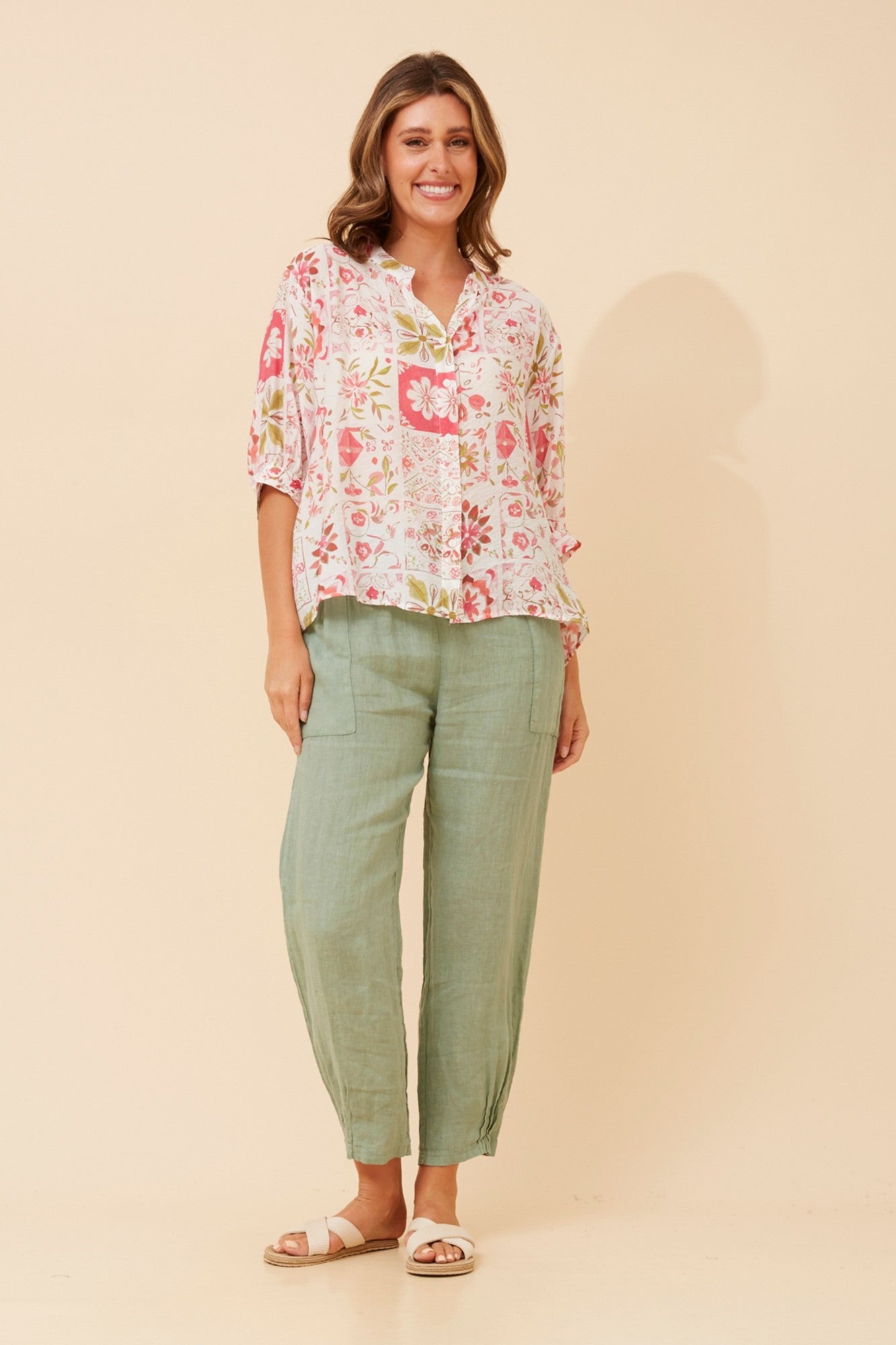BELINA FLORAL SHIRT (Rosewater)