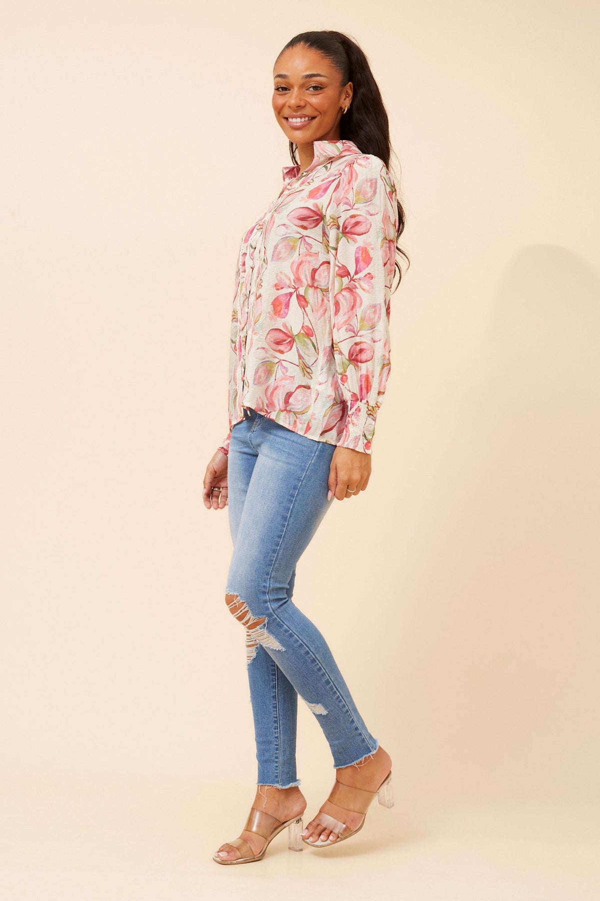 ELKE FLORAL SHIRT (Multi Pink)