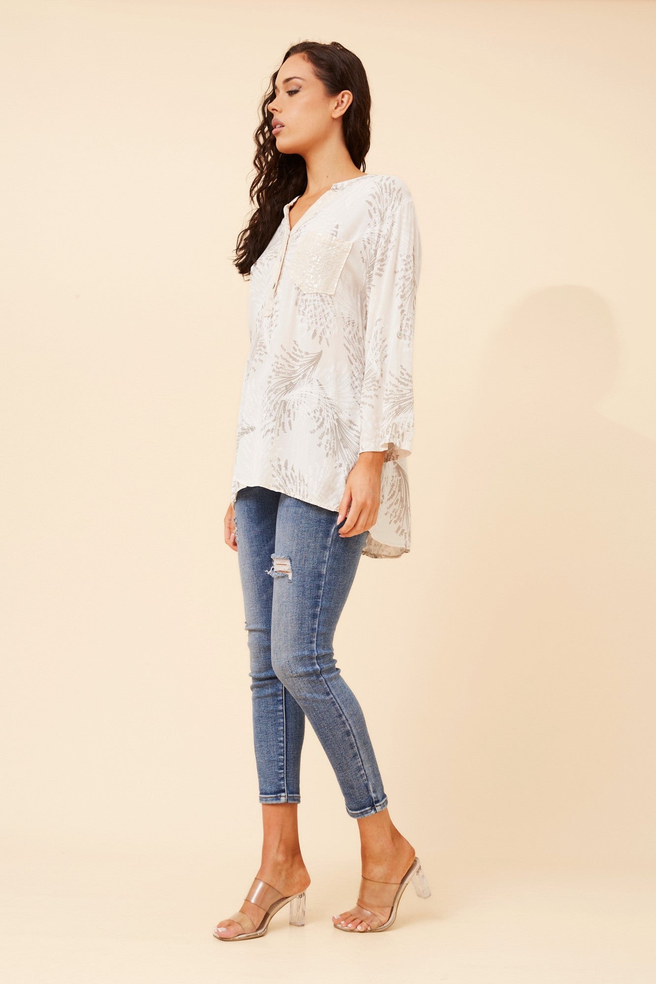 ROSETTA LEAF PRINT SHIRT (Sand)