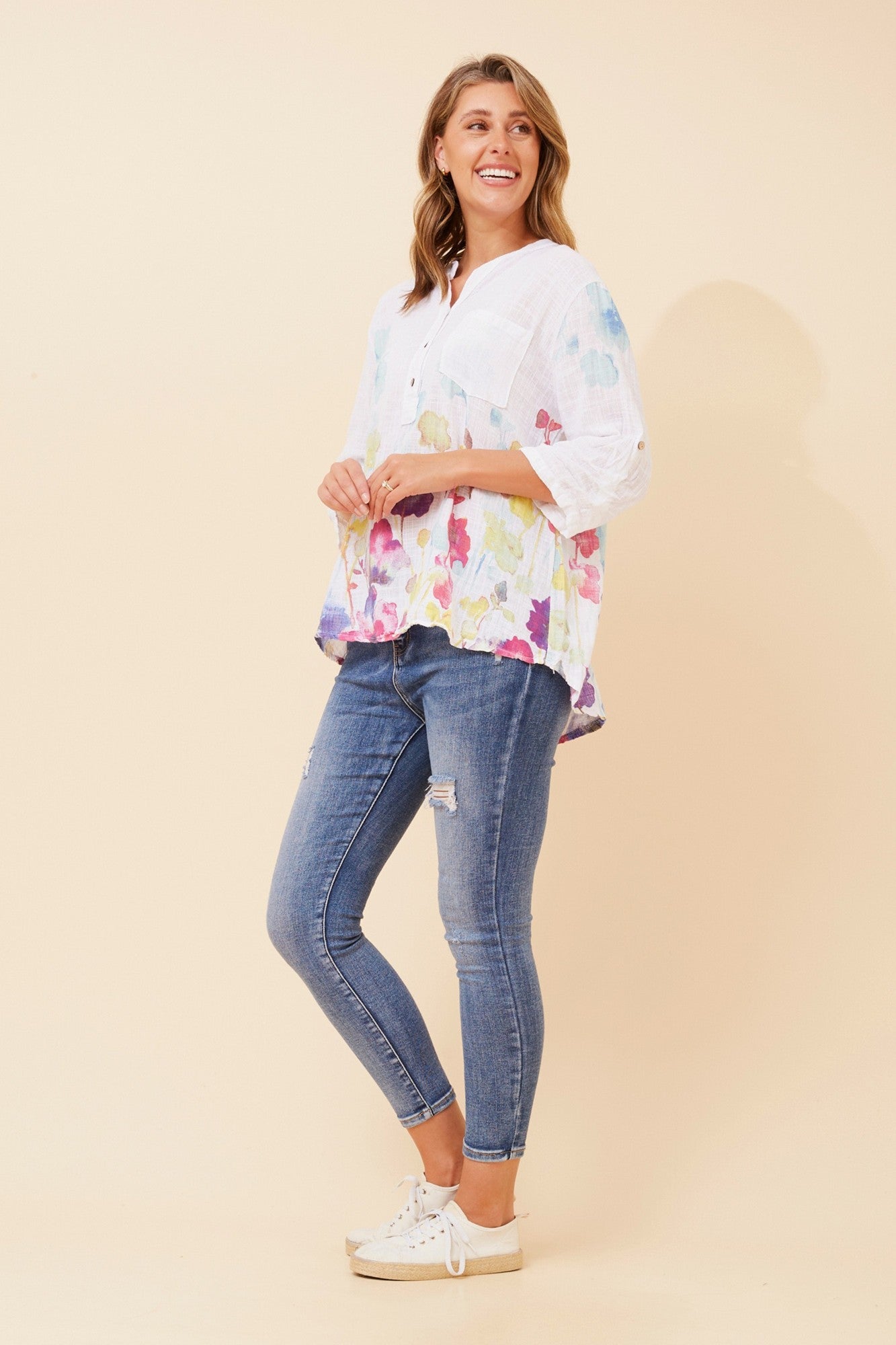 ROSETTA FLORAL TOP (White)
