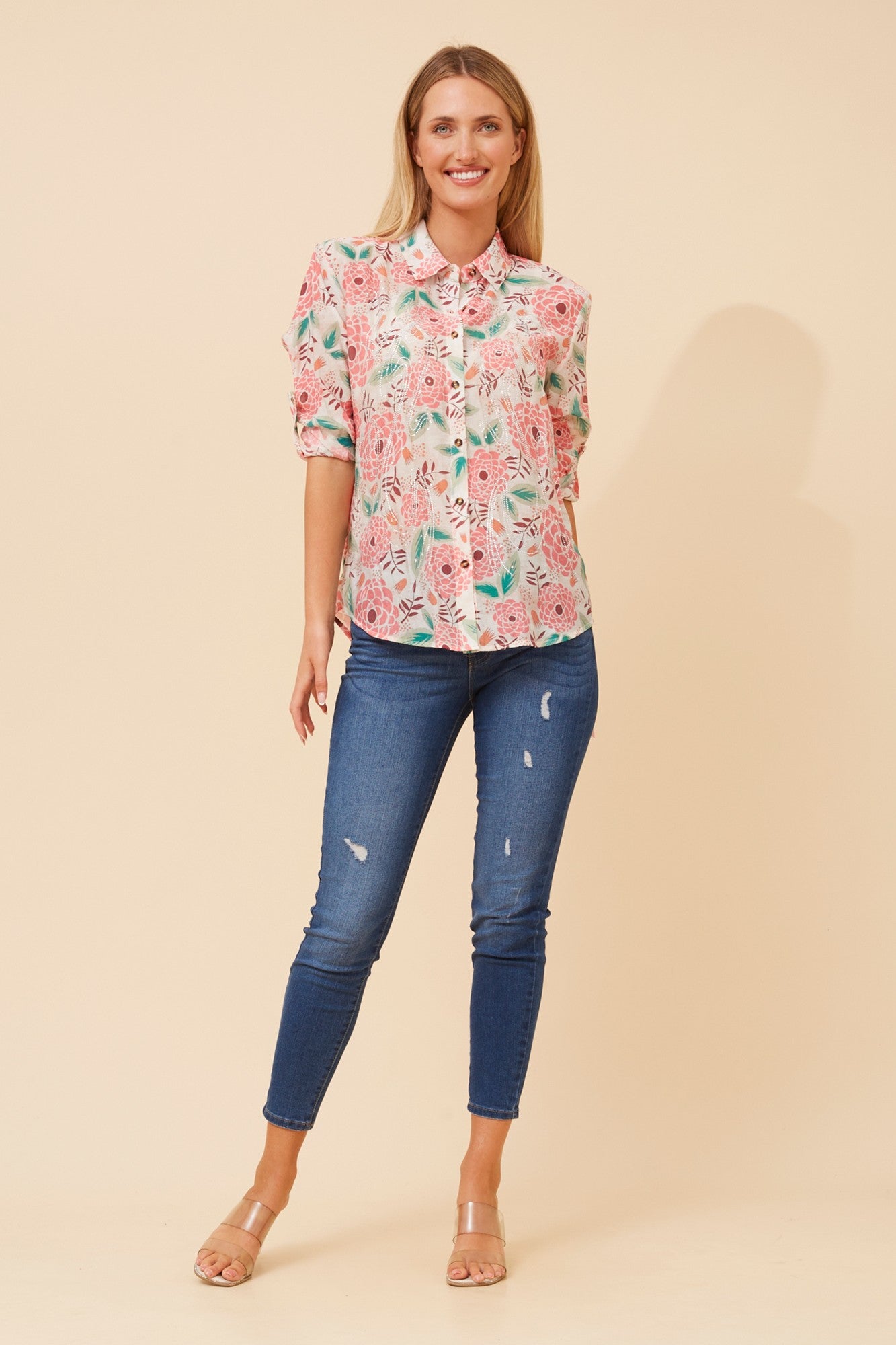 EUNICE FLORAL PRINT SHIRT (Pink)