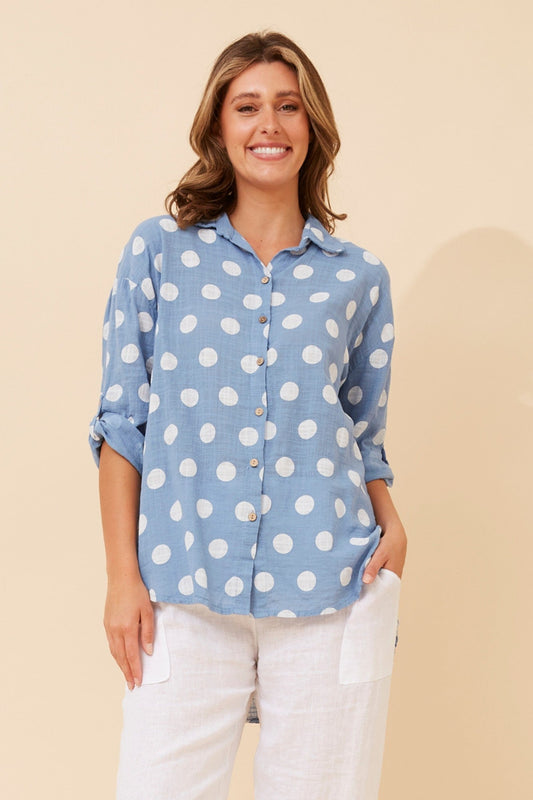 RELLA POLKA DOT PRINT SHIRT (Denim)