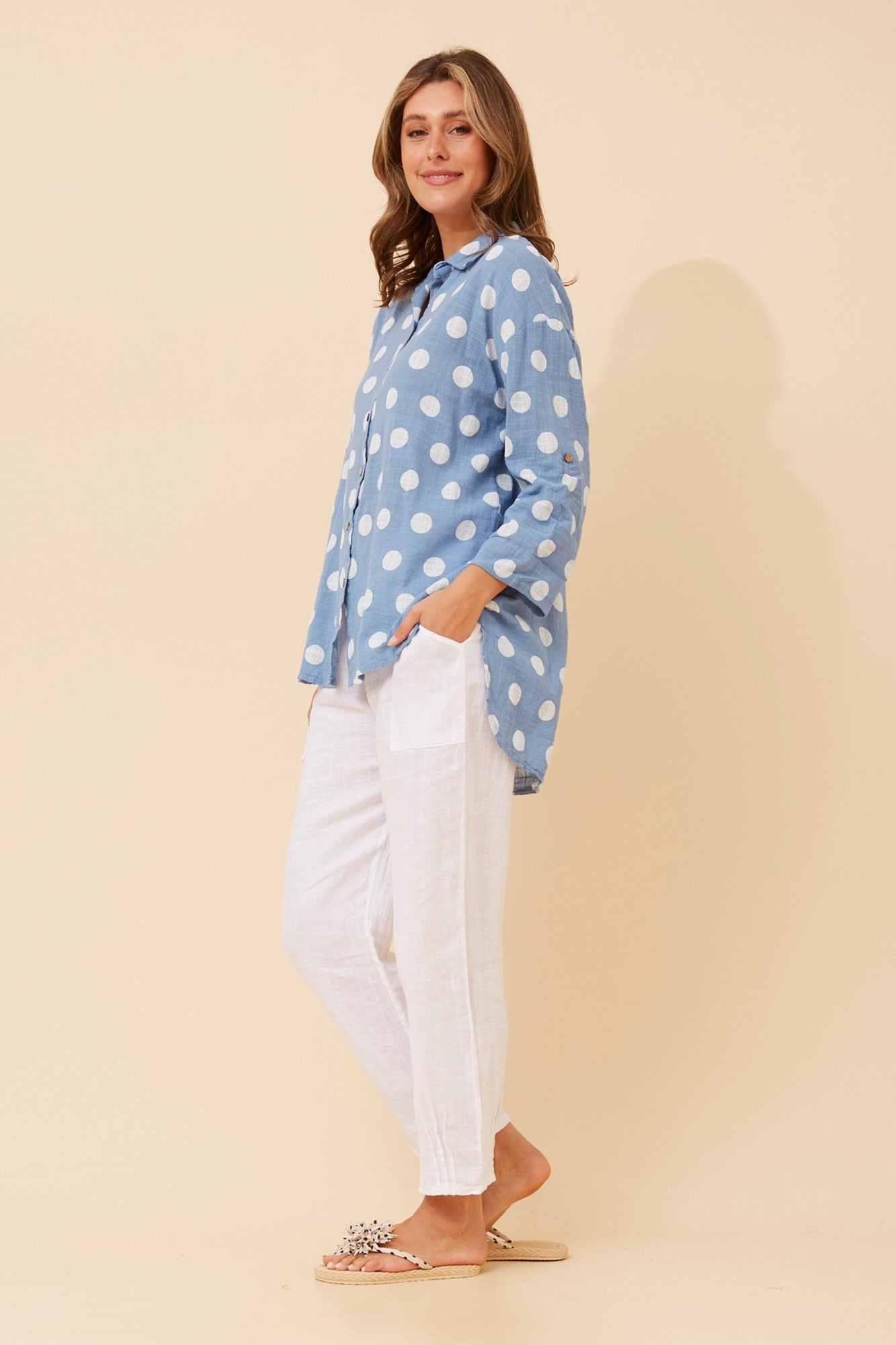 RELLA POLKA DOT PRINT SHIRT (Denim)