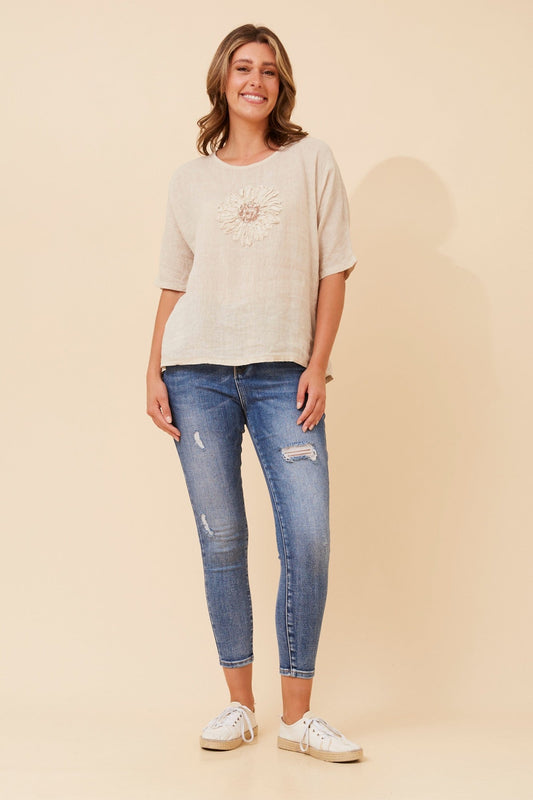 BOTTEGA MODA CARENA FLORAL TOP (Linen)