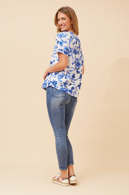 OSMOND FLORAL TOP (Multi Blue)