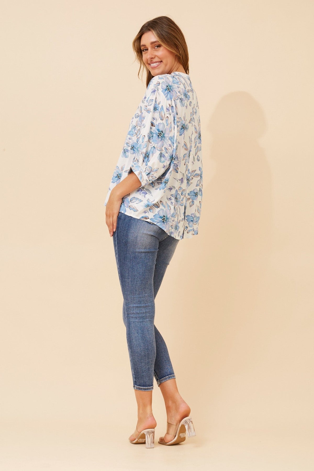 BELINA FLORAL SHIRT (Multi Blue)