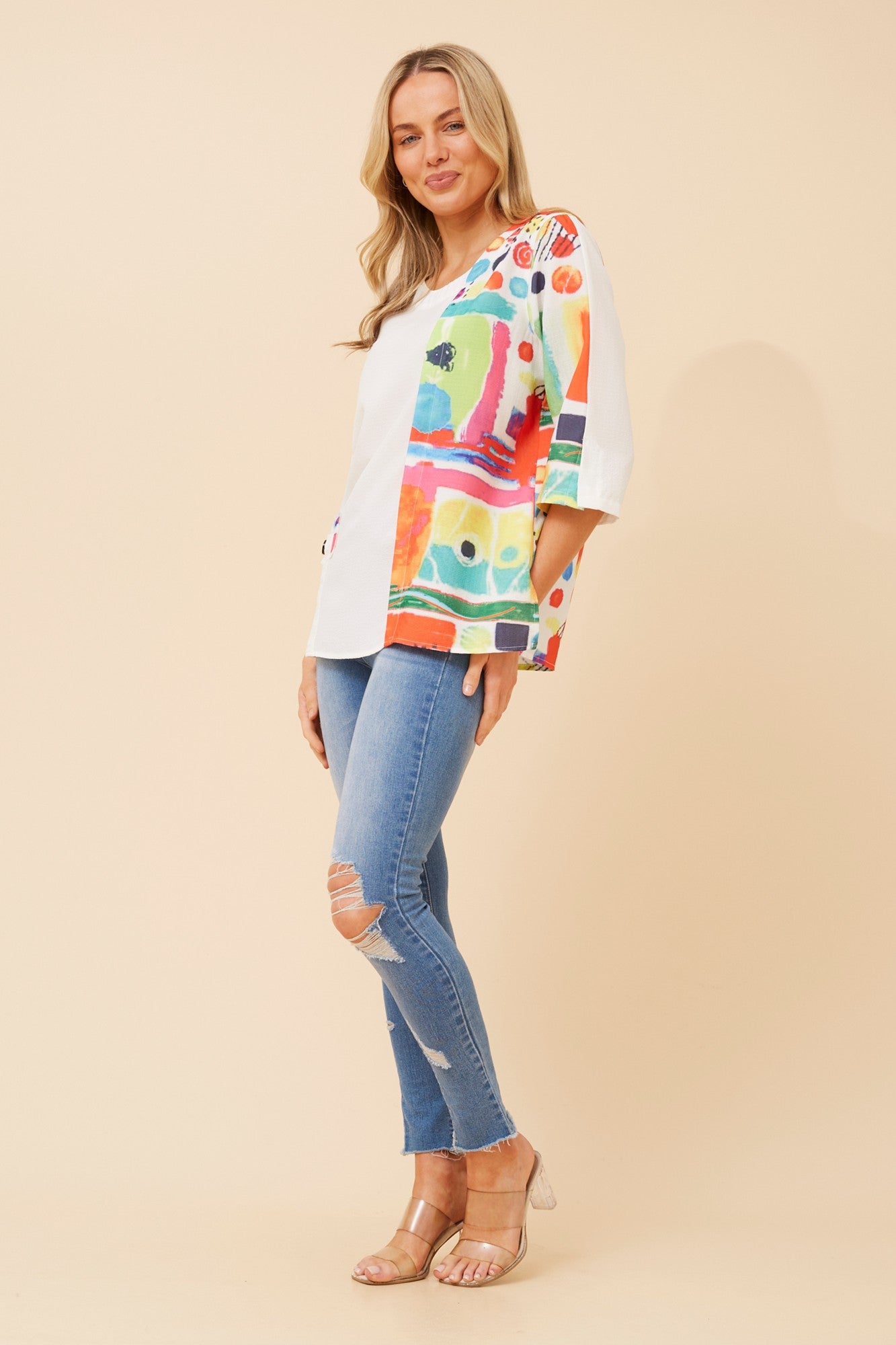 ALIA ABSTRACT PRINT TOP (White)