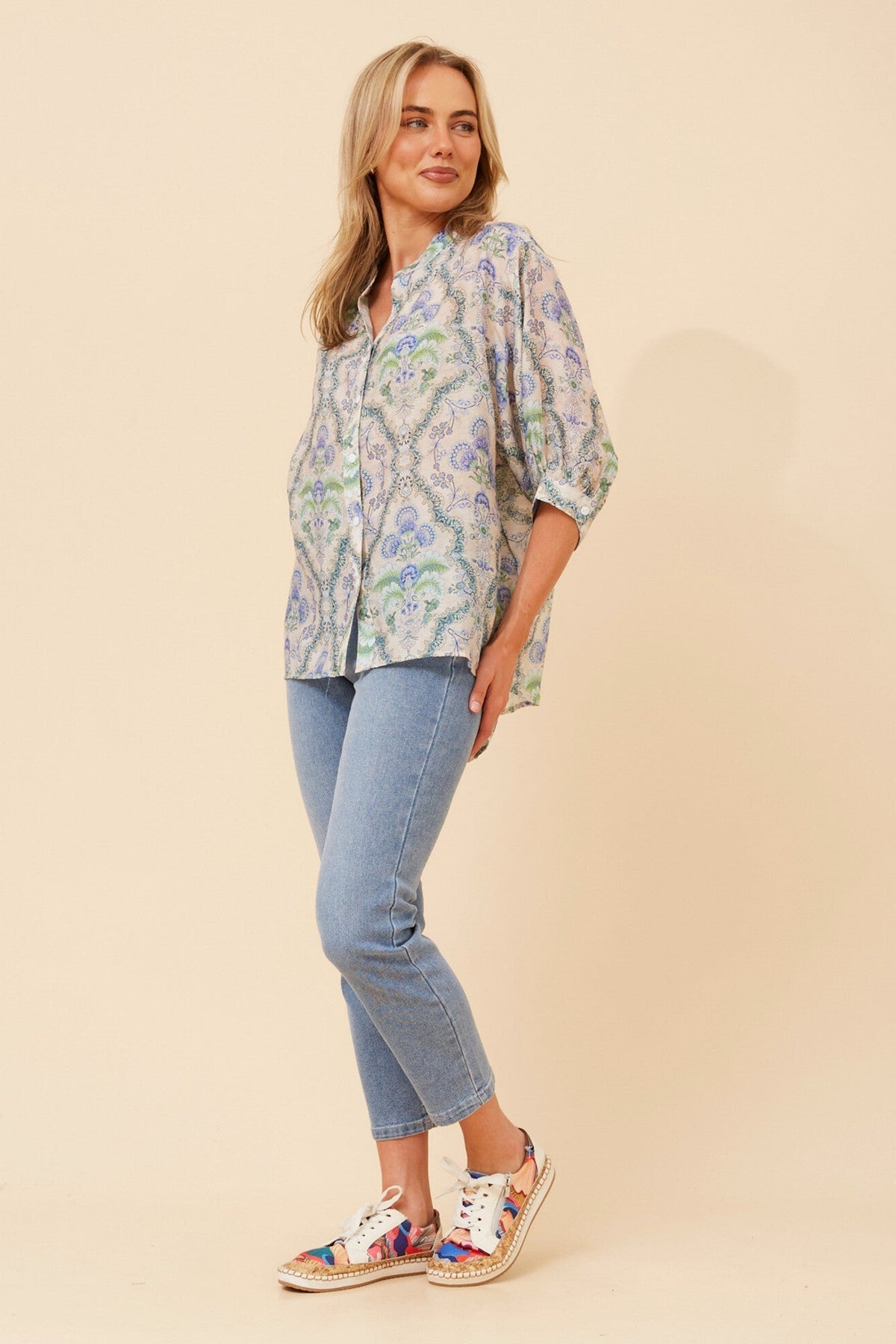 BELINA FLORAL PRINT SHIRT (Multi Green)