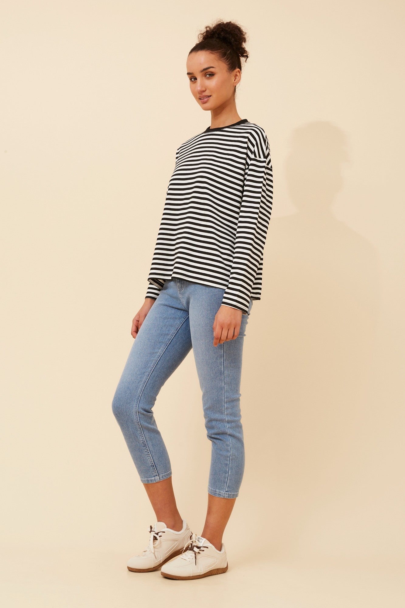 MORGANA STRIPE PRINT TOP (Black/White)