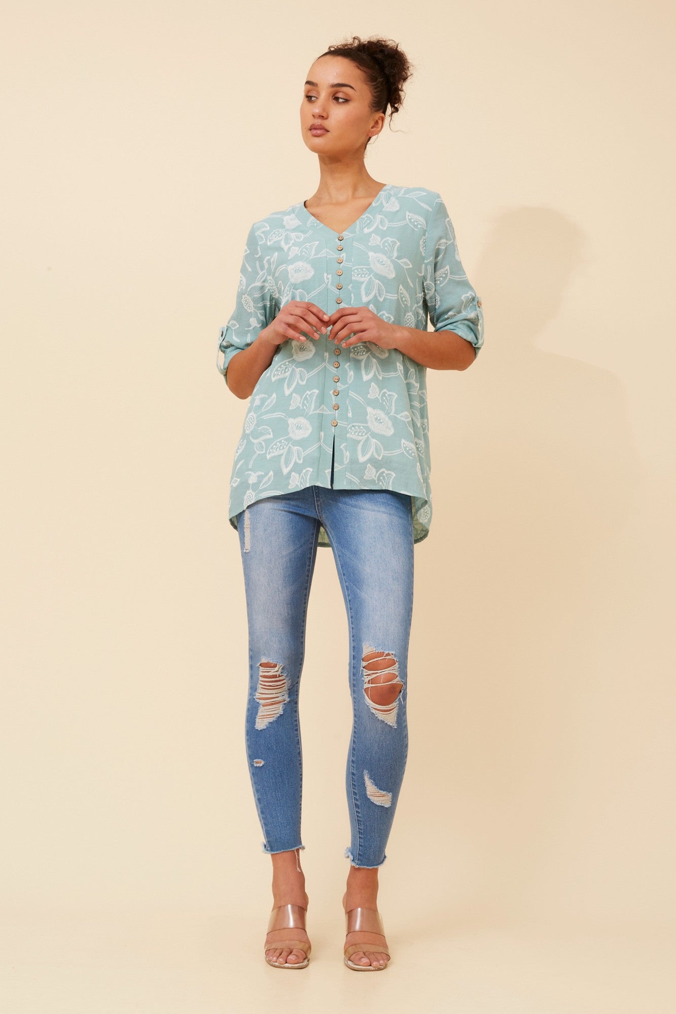 RUBY FLORAL TOP (Mint)