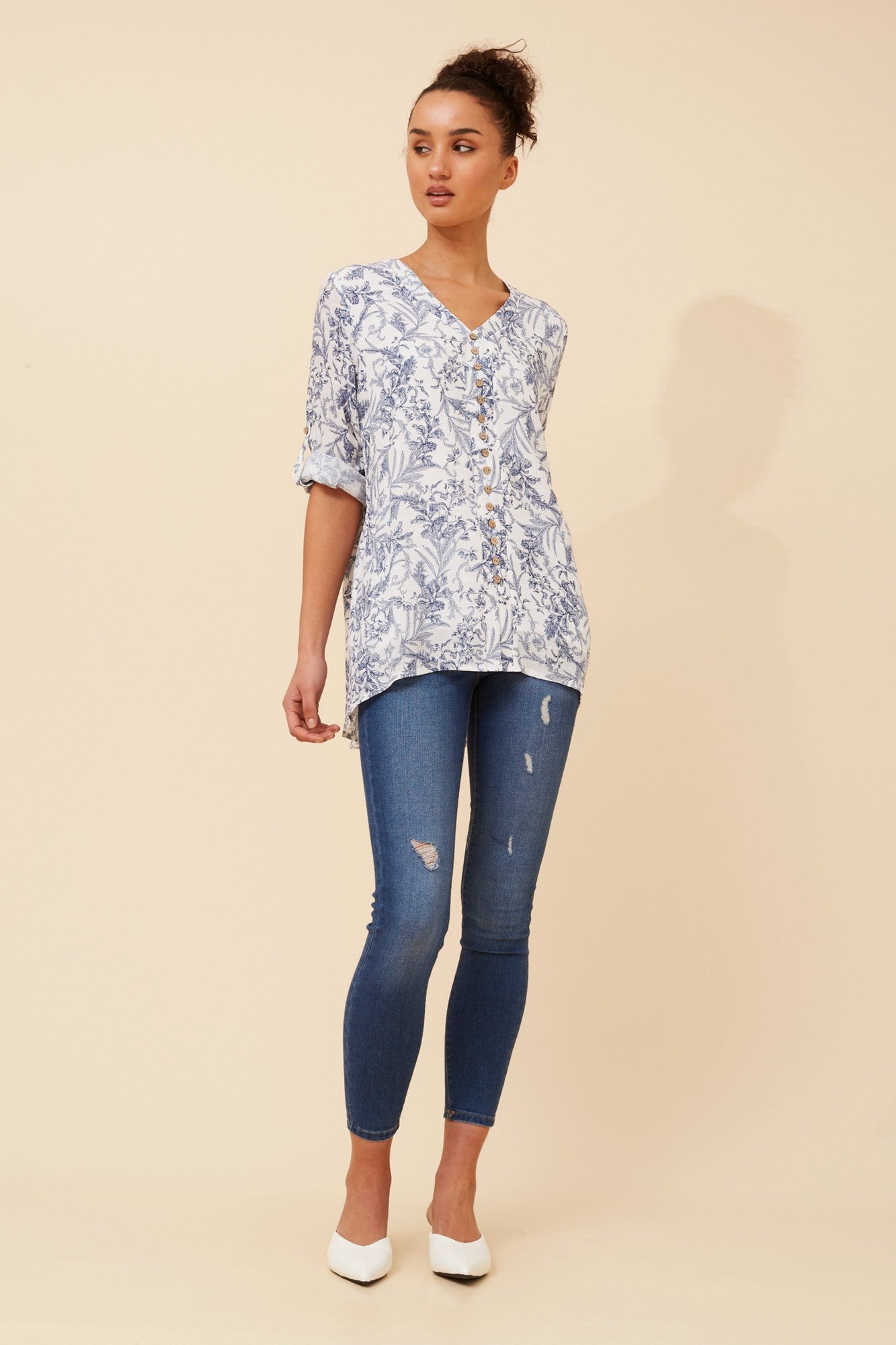 RUBY FLORAL PRINT TOP (Navy)