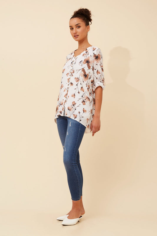 RUBY FLORAL PRINT TOP (Toffee)